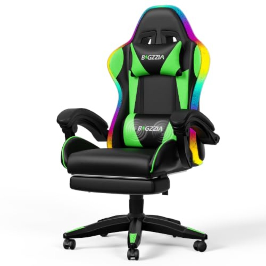 Rgb Gaming Chair - RGB gaming chair with footrest and