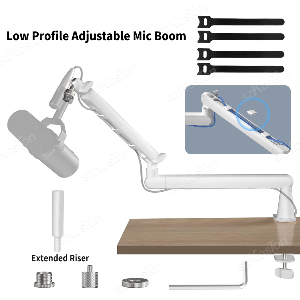 White Microphone Boom Arm Adju - Microphone Arm Boom ulasan dan harga
