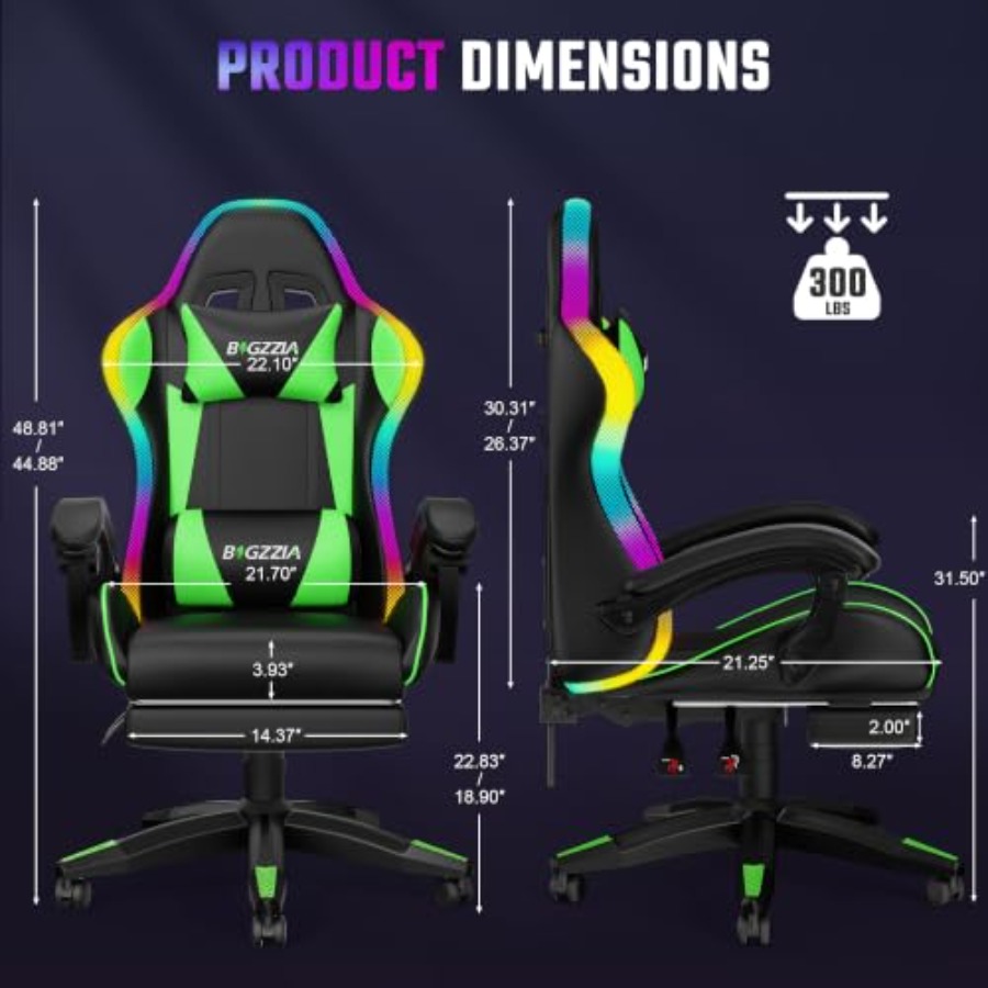 RGB gaming chair with footrest - Rgb Gaming Chair ulasan dan harga